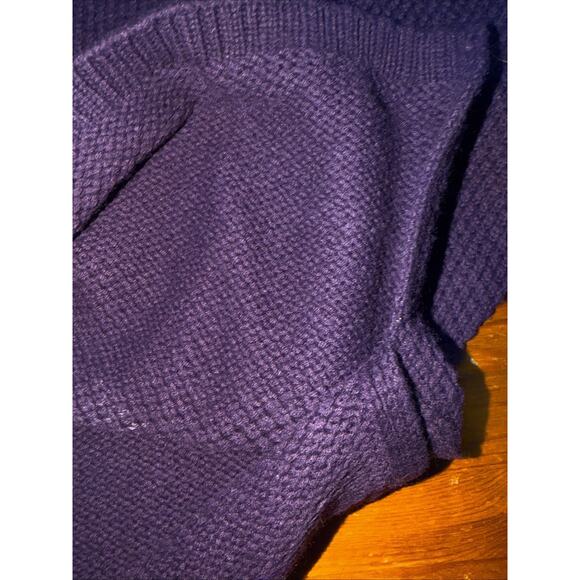 Talbots Sweater Womens Large Purple Cable Knit Lambswool Turtleneck NWT - Picture 6 of 7